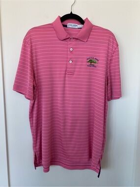 US Open Pink Striped Performance Polo